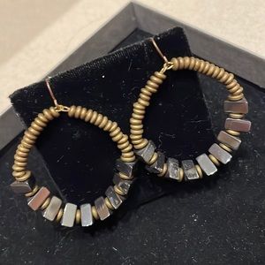 Bronze and shiny black metallic colored dangle earrings